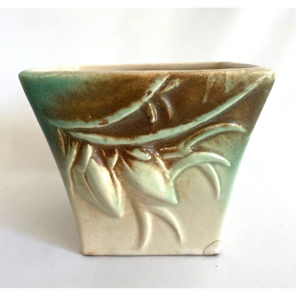 McCoy Pottery Vase Rustic Jardinière Orchid Lily Bud Floral Garden Flowers